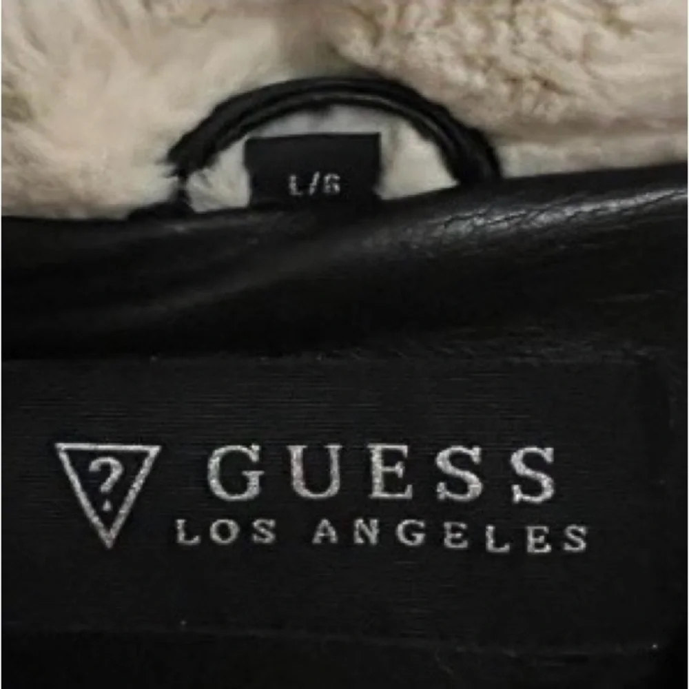 Guess Women's Leather Jacket with Cream Collar - Picture 2 of 5